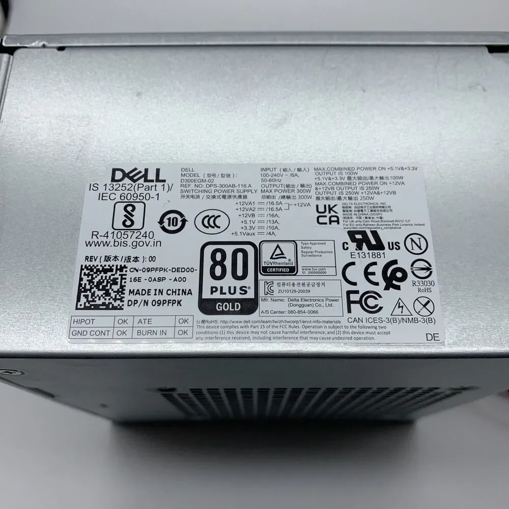 Genuine Dell 300W‎ Switching Power Supply D300EGM-02 9PFPK